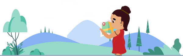 A boy wearing Sadhu Dress reading map